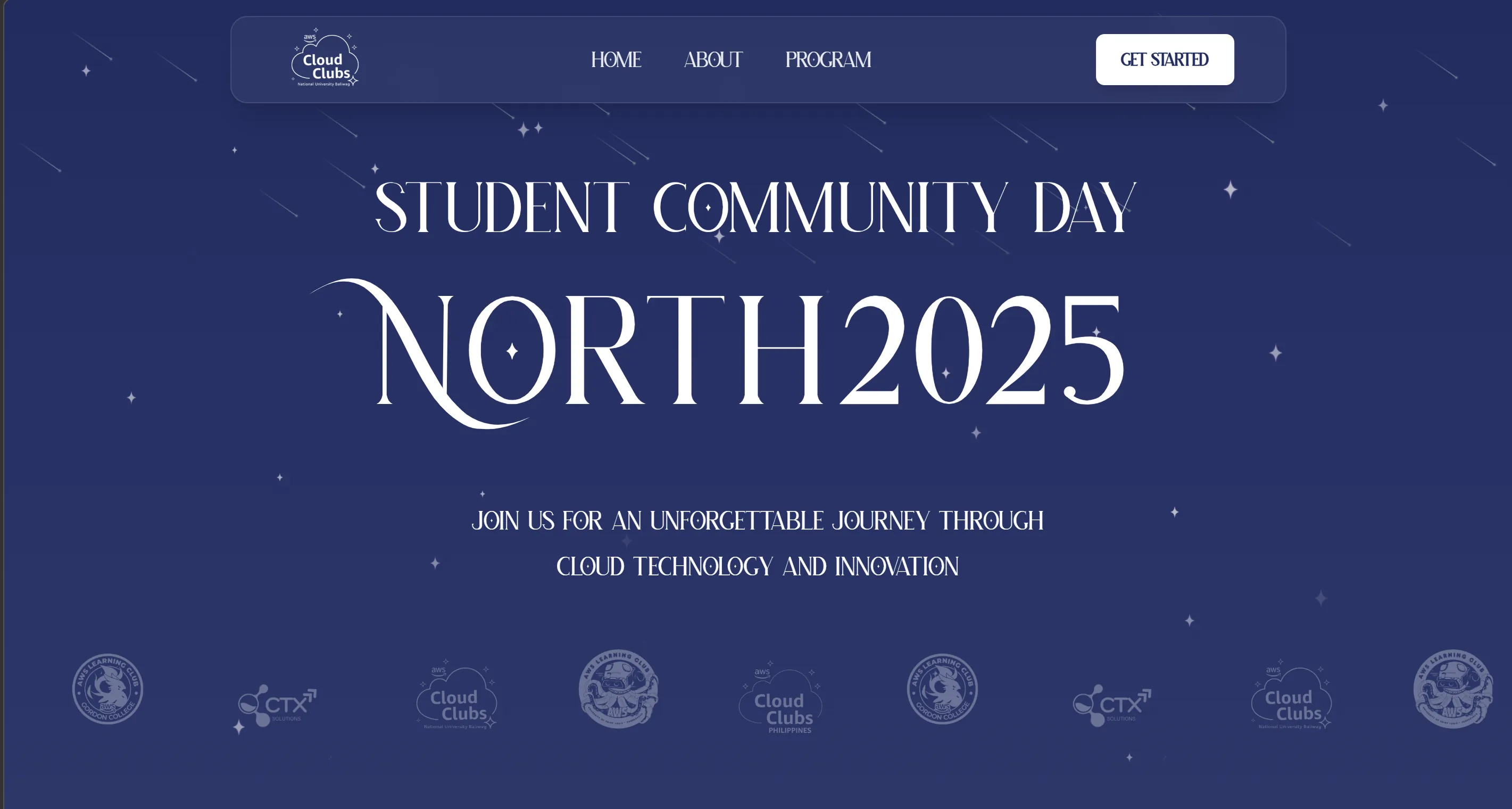 SCD North AWSCC — AWS Cloud Club website designed and developed by Ivan Lunita using React and Tailwind